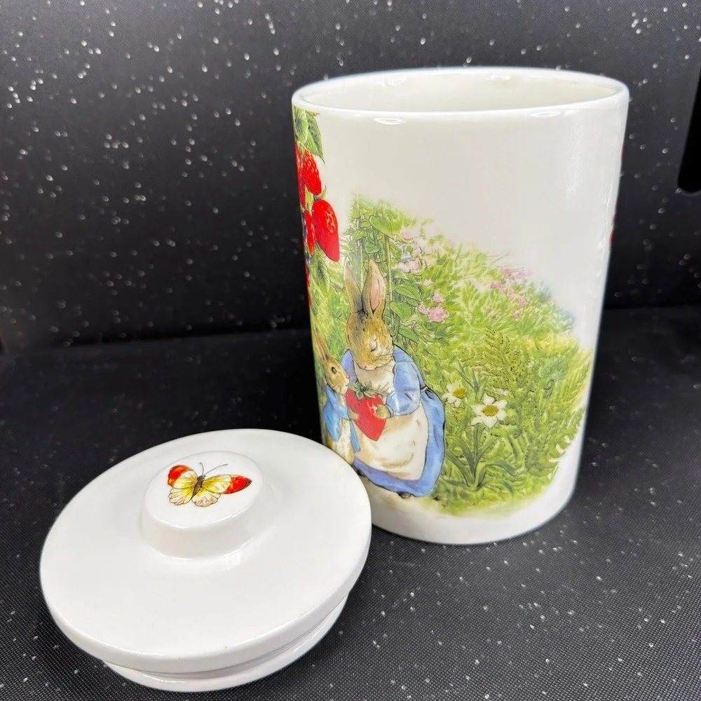 Zrike Brands Beatrix Potter Peter Rabbit Strawberry Ceramic Canister Jar 8in